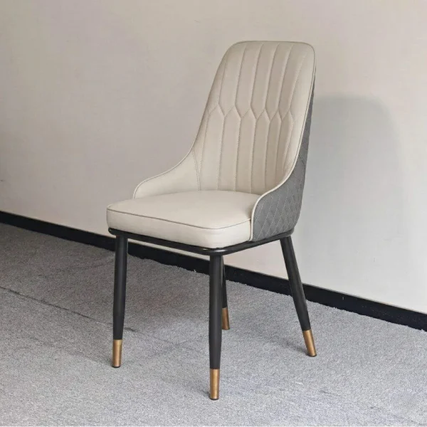 silla Blanco Lechoso con Gris cuero PU