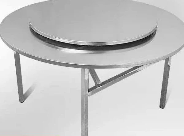 Mesa redonda de acero inoxidable con plato giratorio